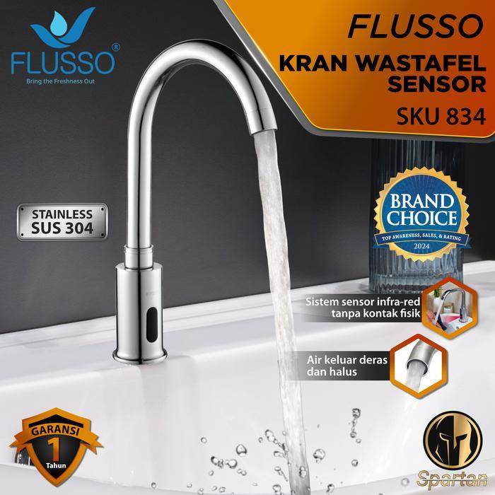 Kran Sensor Otomatis / Flusso Kran Cuci Tangan Otomatis / Keran Wastafel Cuci Tangan Sensor| 834 | 8