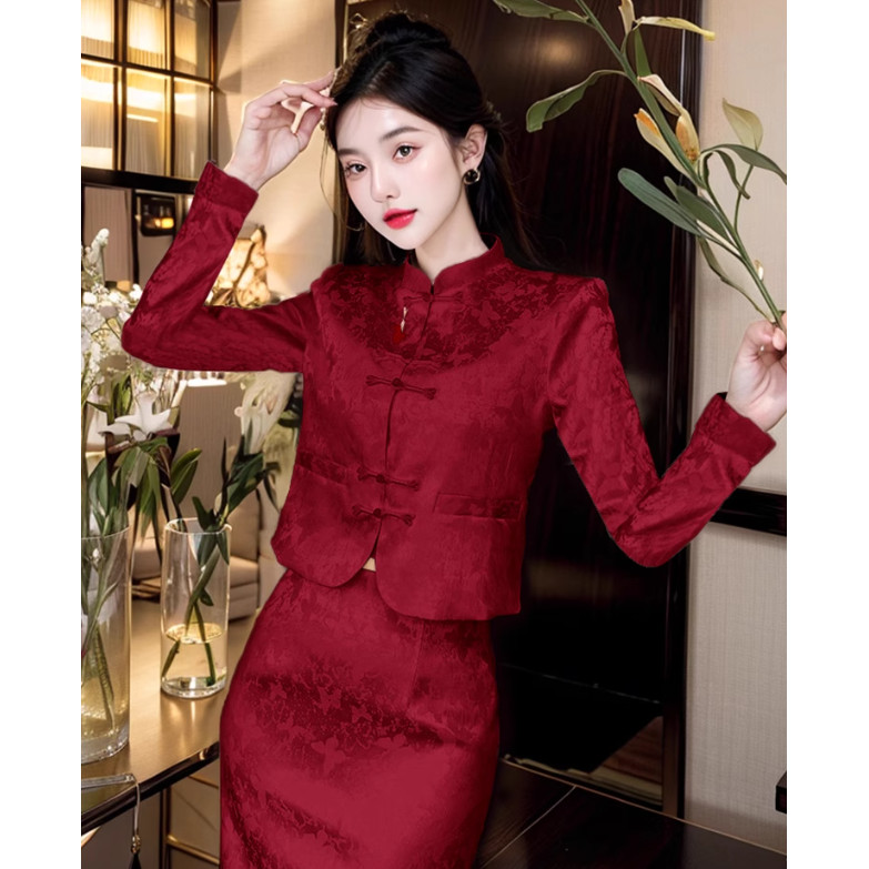 202512v Gaun Pesta Pernikahan Musim Gugur Model Baru Baju Atasan Rok Setengah