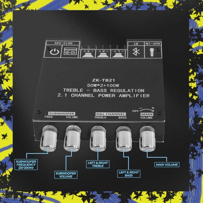 Audio Bluetooth Audio Receiver 5.0 Amplifier DIY 50Wx2+100W - ZK-TB21 - ZK-AUDIO