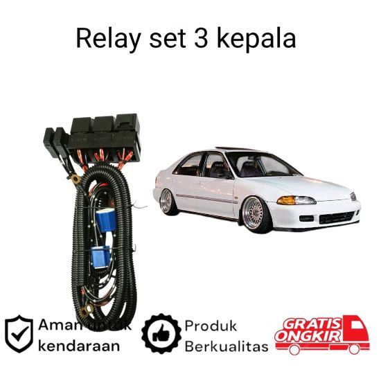 Relay Set Lampu Utama LED H4  Mobil Honda Civic Genio Koko