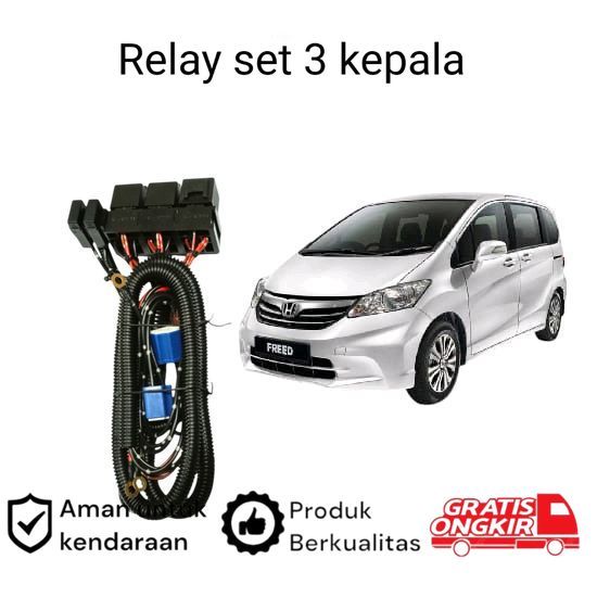 Relay Set Lampu Utama LED H4  Mobil Honda Freed 2009 2017 Koko