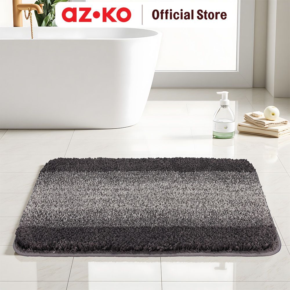 AZKO Forhom Set 2 Pcs Keset Kamar Mandi Microfiber Grid Keset Anti Slip Bath Mat Keset Toilet Keset 