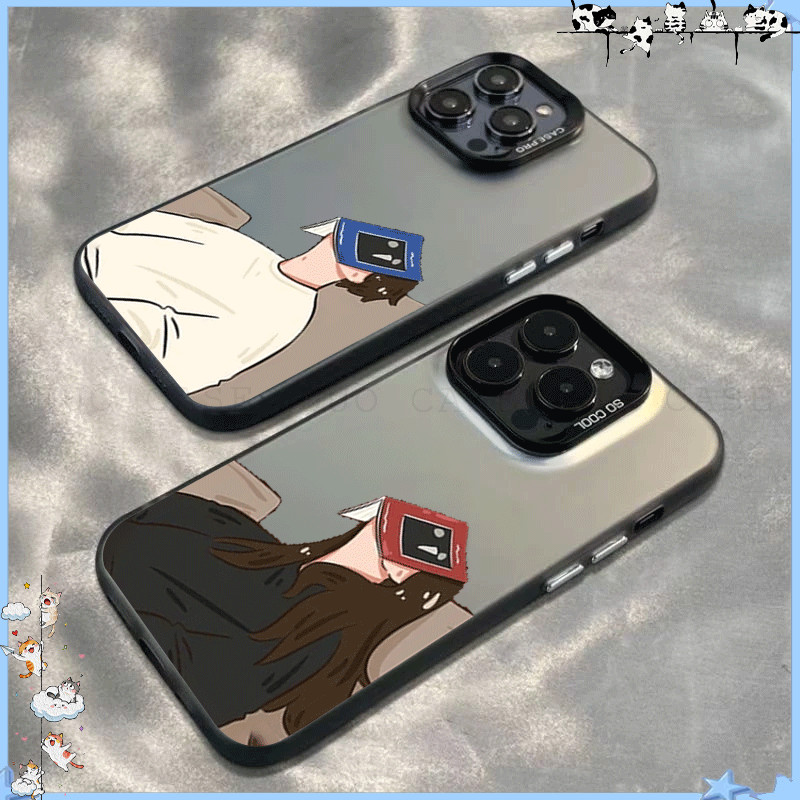 Casing HP iPhone Couple Softcase Silikon Lembut Aesthetic Korean Style Untuk 16/ 15 / 14 / 13 / 12 /