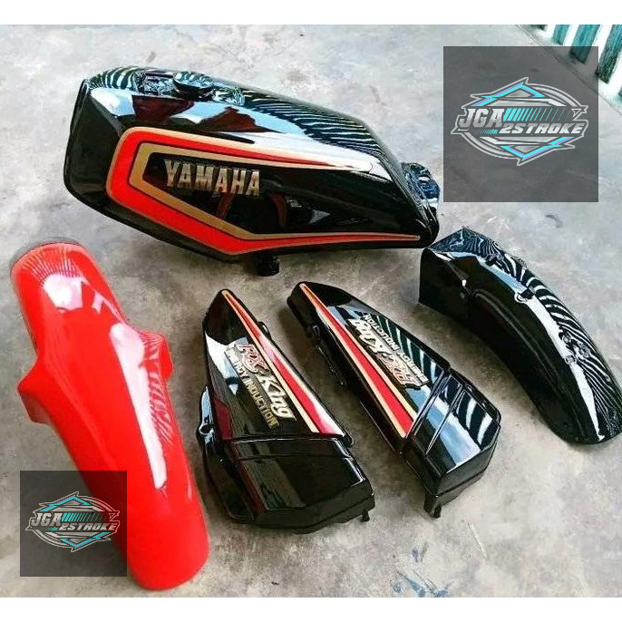 BODY SET TANGKI YAMAHA RX KING BODI FULLSET RX KING TAHUN 1983 COBRA WARNA HITAM SPAKBOR FERRARI