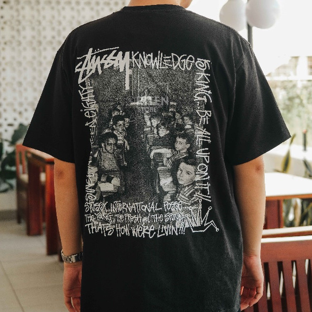 Ramadhan - COD Kaos Stussy Classroom Tee Black Original / Baju Kaos Stussy  T-shirt pria Unisex Bren