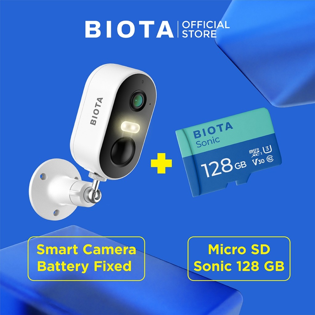 BIOTA Bundling Smart Camera Battery Fixed + Micro SD - Kamera CCTV Tanpa Kabel Pantau Jarak Jauh Lew