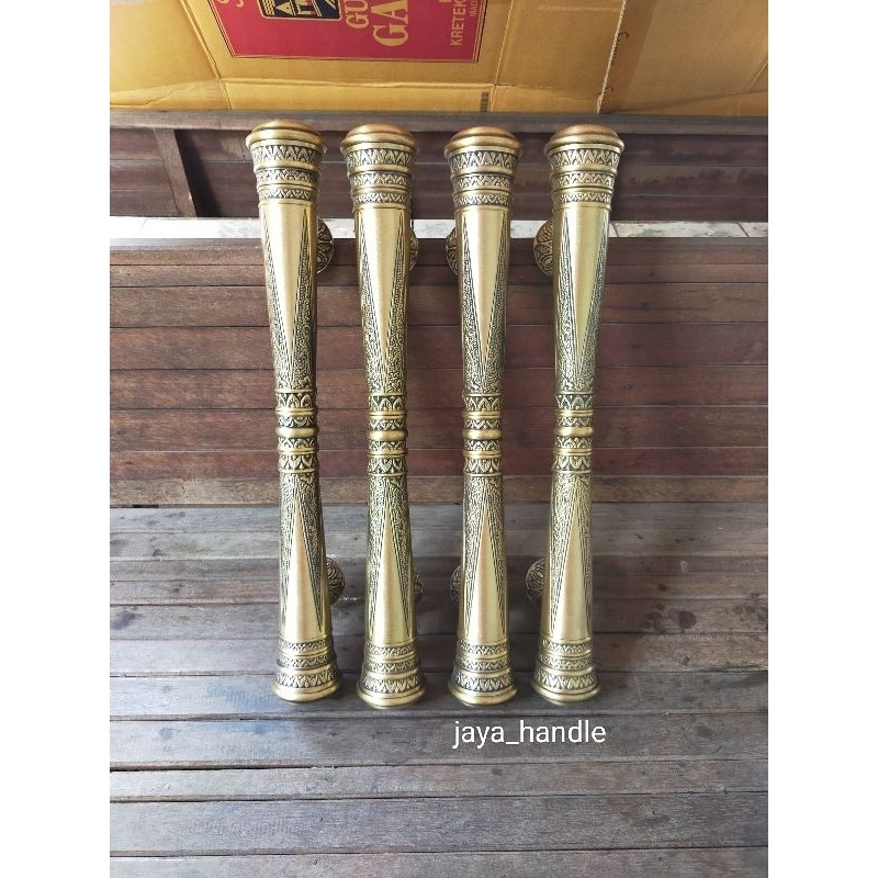 Handle Pintu Rumah Kuningan Antik Motif Godo Ukir UK 60 cm 4 pcs Tarikan Pintu Kuningan antik