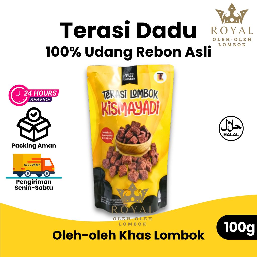 TERASI UDANG LOMBOK 100 KISMAYADI GRAM OLEH OLEH KHAS LOMBOK (TERASI DADU SIAP PAKAI) KEMASAN POUCH