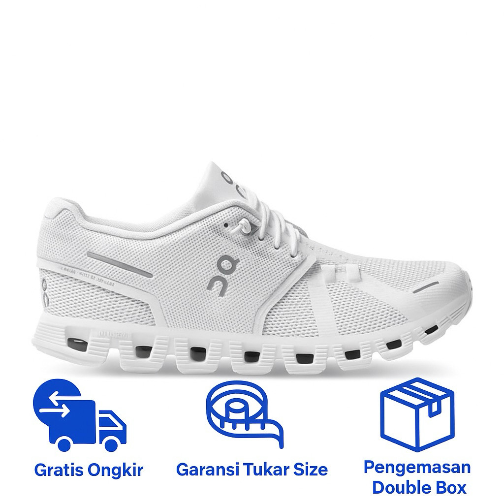 ON RUNNING CLOUD 5 ALL WHITE RUNNING SHOES