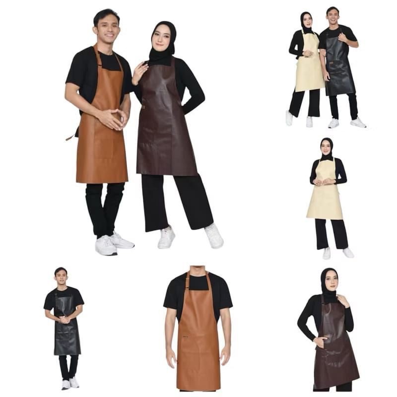 APRON KULIT OSKAR Celemek Waterproof Premium / Apron Anti Air / Celemek Hitam