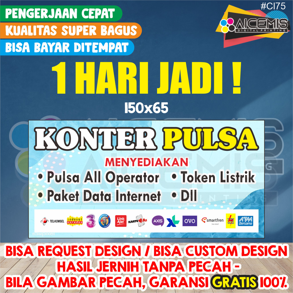 1 HARI JADI  | spanduk konter hp | banner konter pulsa | spanduk banner etalase konter pulsa | gamba