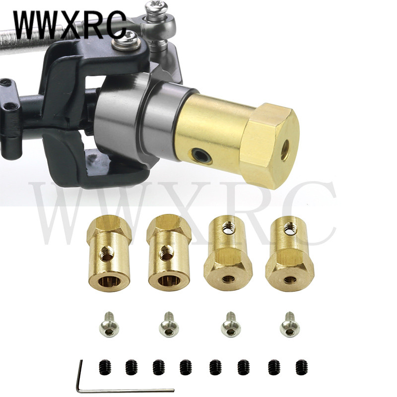 4pcs Brass Adapter 5mm to 12mm Wheel Hub Hex Adapter For 1/16 WPL D12 C14 C24 B14 B24 B16 B36 MN D90
