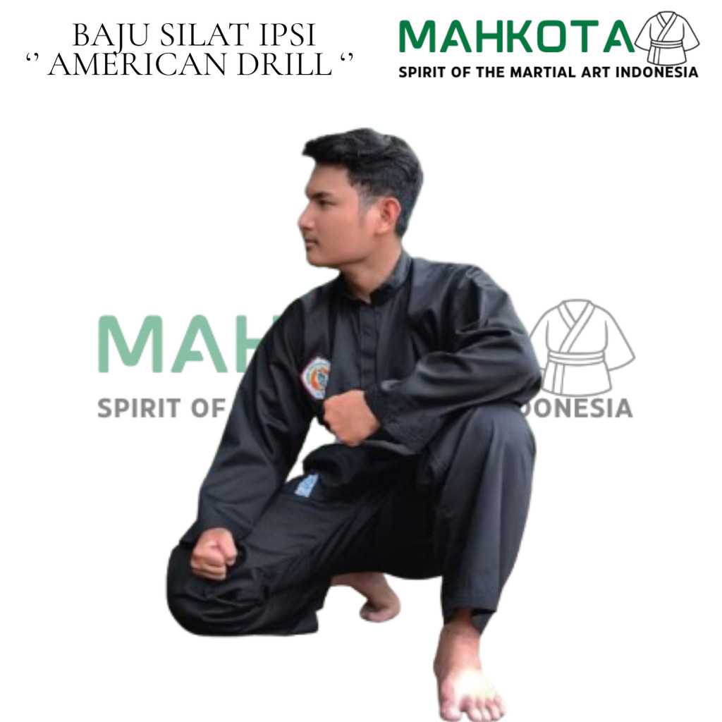 Seragam Pencak Silat IPSI Hitam American Drill /baju silat ipsi premium