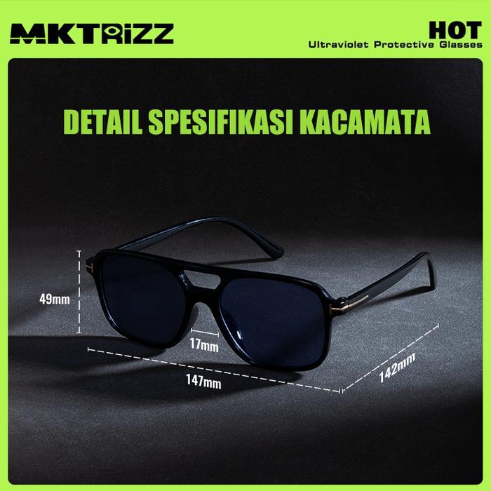 MKTRIZZ Kacamata Hitam Fashion 3 Model & 6 Warna - Protection UV400 - Anti Silau-Free Case - 112 - K
