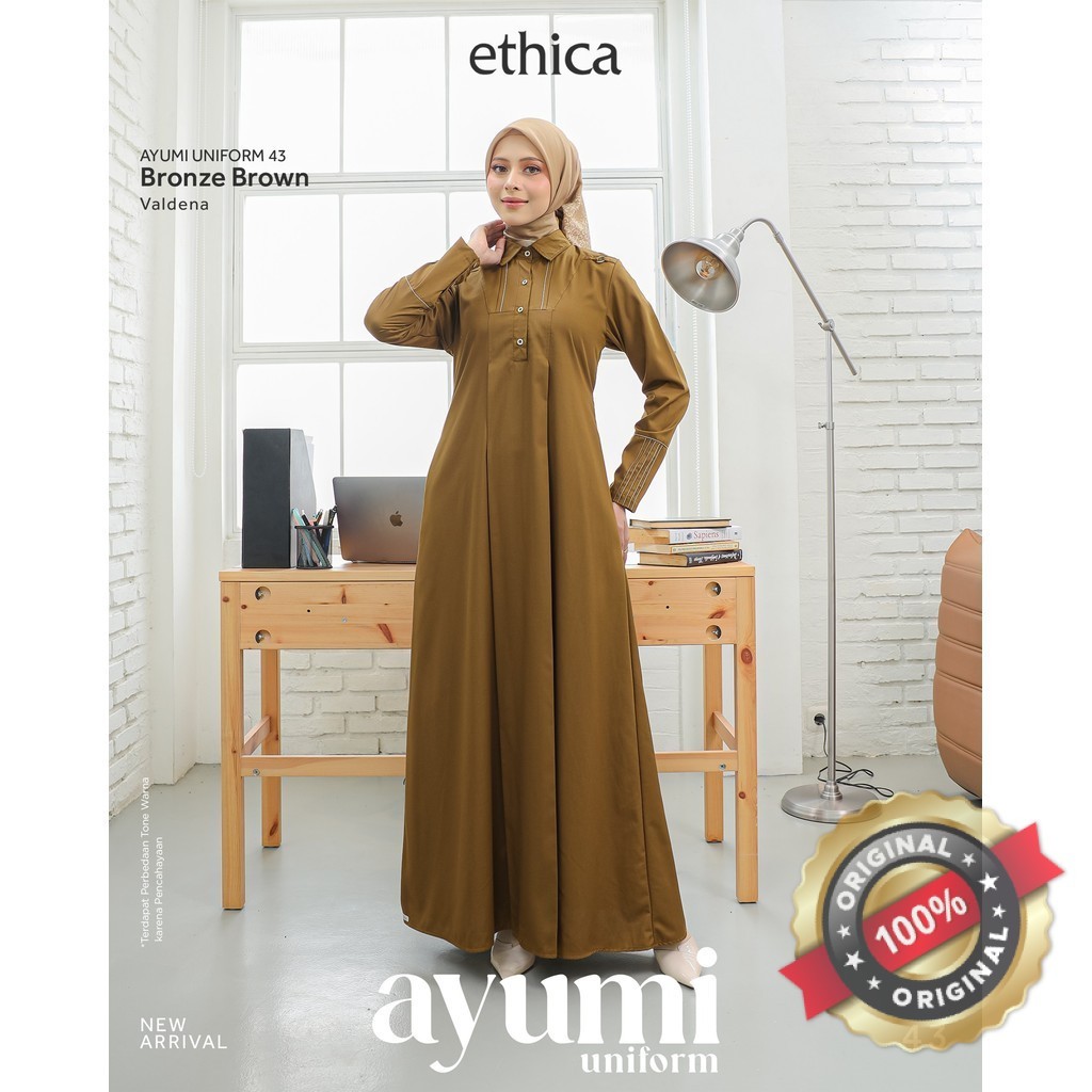 ETHICA Ayumi Uniform 43 Bronze Brown Gamis PNS/ASN Baju Seragam Dinas Pemda Formal Model Terbaru Mod