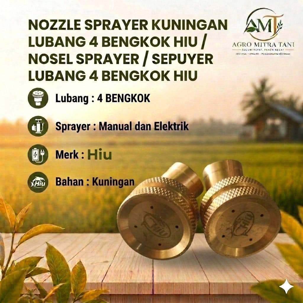 NOZZLE SPRAYER KUNINGAN LUBANG 4 BENGKOK HIU / NOSEL SPRAYER  / SEPUYER LUBANG 4 BENGKOK HIU