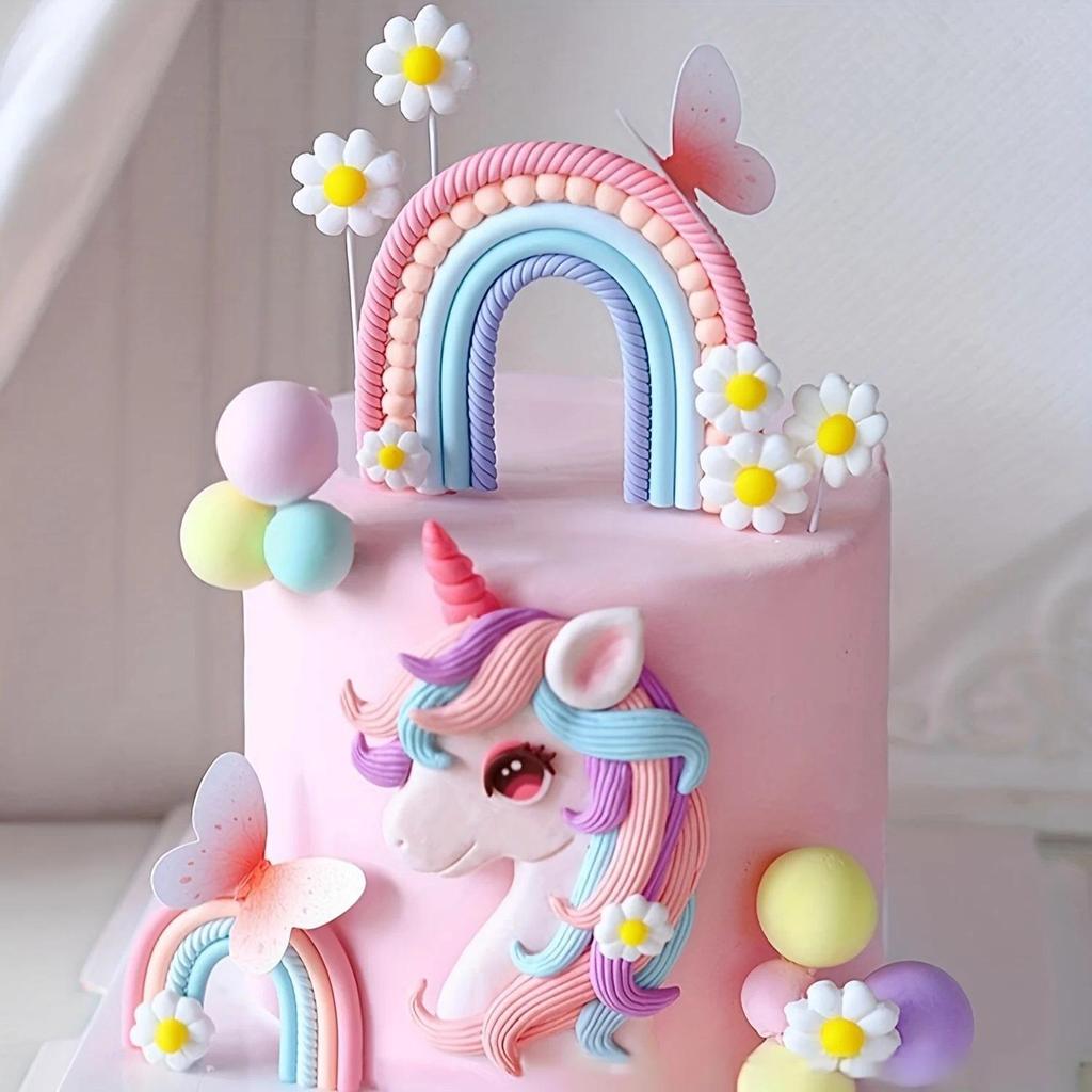 Rainbow Unicorn Cake Decoration Unicorn Birthday Decoration Rainbow Cake Topper Unicorn Party Favors