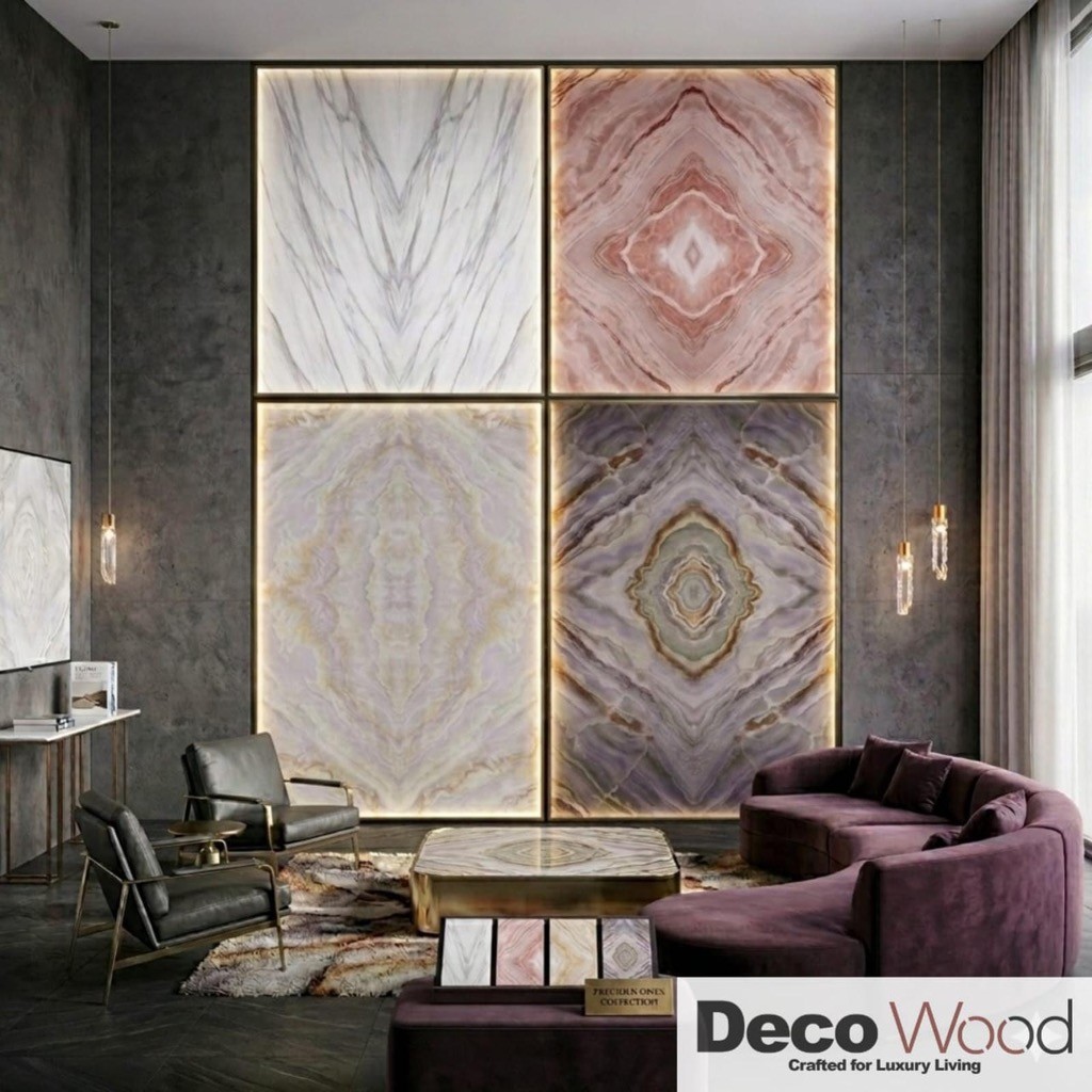 UV PVC Bookmatch Marbel Sheet Wall Panel Sepasang Corak Marble Wood WPC Marmer UV PVC Wallpanel Pane