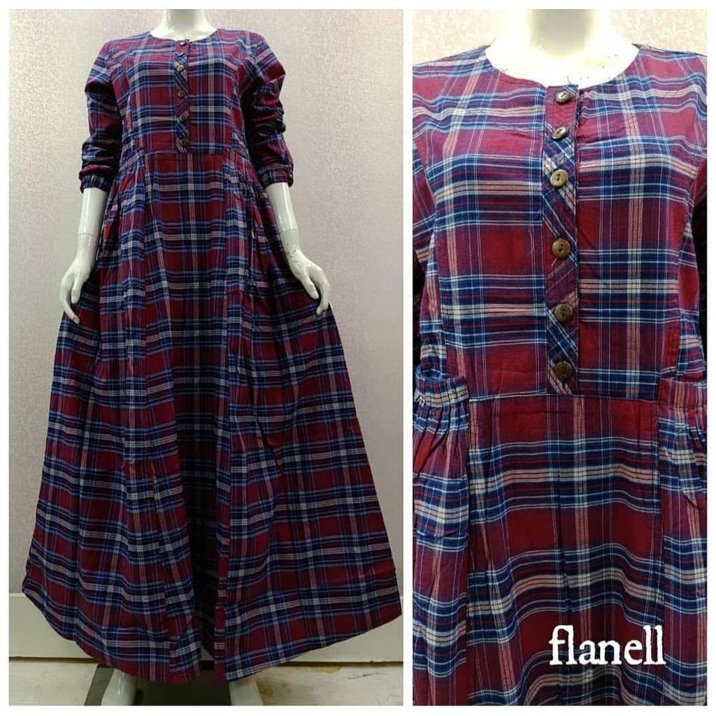 REALPICT GAMIS MAYASARI FLANEL IMPORT KOTAK KOTAK ASK COLL TERBARU
