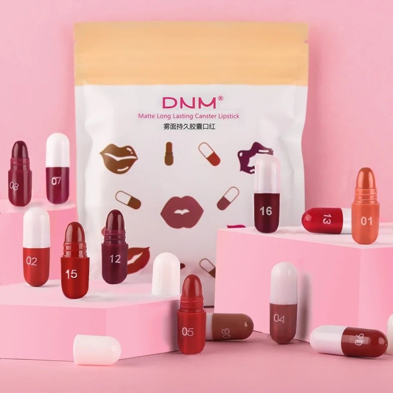 18 pcs/set Set Lipstik Matte Velvet Tahan Lama - Lipstik Mini Kapsul Portabel Tahan Air untuk Hadiah