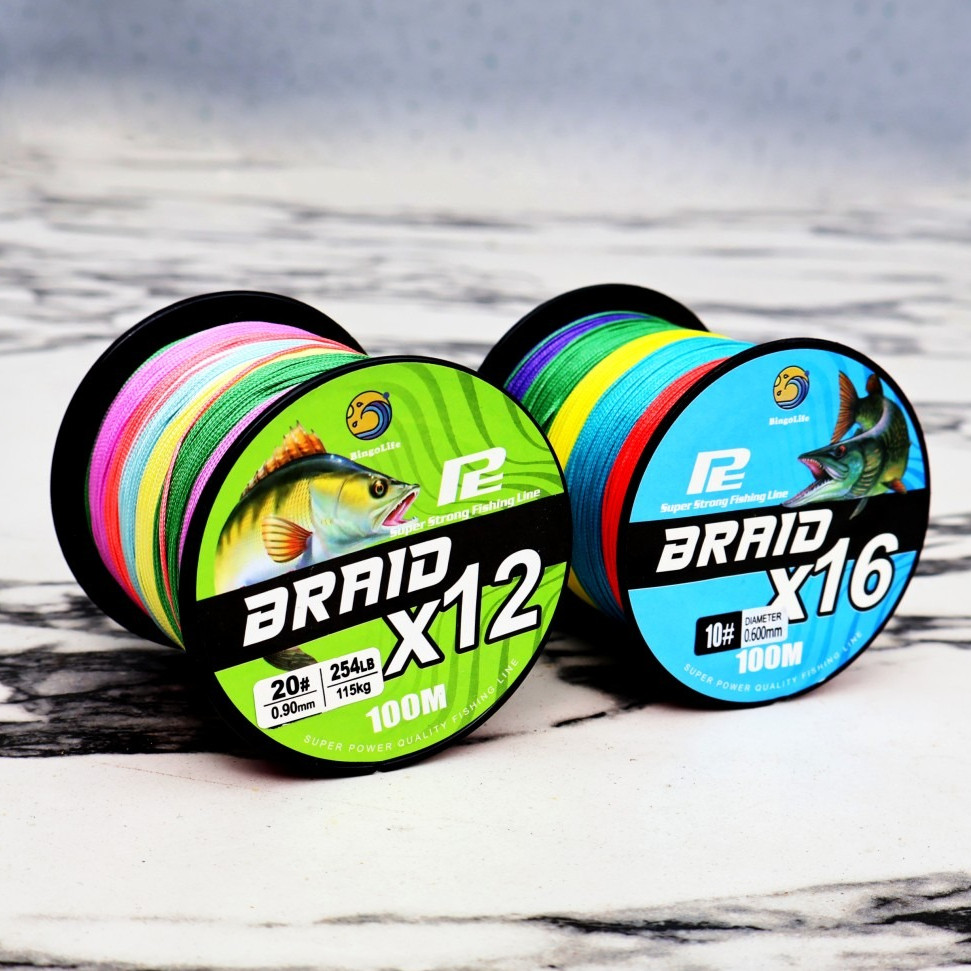 Senar Pancing Kuat 11.3kg~115kg Senar PE X12 X16 Tali Pancing Dikepang Profesional 100m Tahan Abrasi
