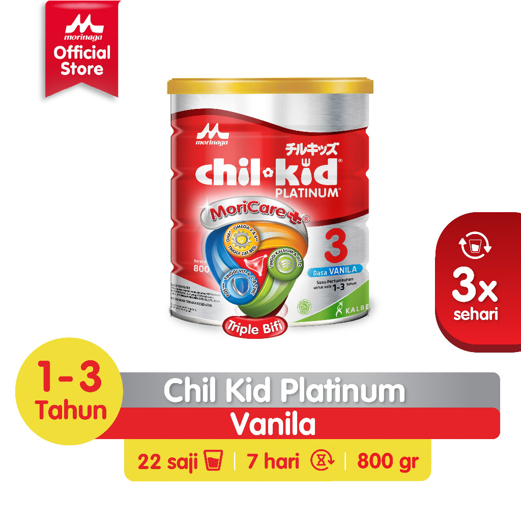 Morinaga Chil Kid Platinum Vanila 800g Susu Formula Pertumbuhan Anak Usia 1-3 Tahun