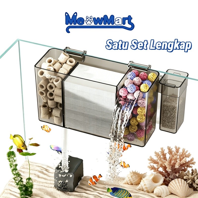 MeowMart Filter Gantung Aquarium Pompa Filter Penggantung Penyaring Air Akuarium Filter Gantung Untu