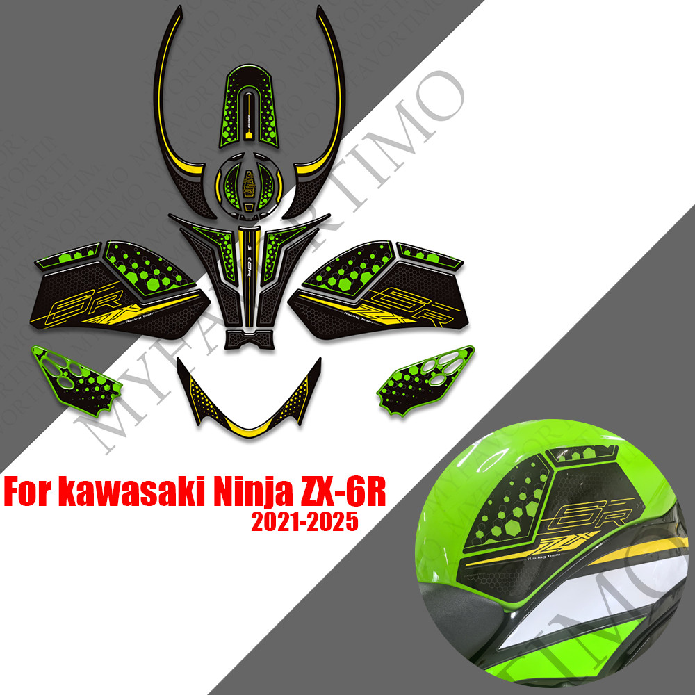 For kawasaki Ninja ZX-6R ZX6R Tank Pad Body fuel tank decoration sticker decal NinjaZX6R 2024 2025 2