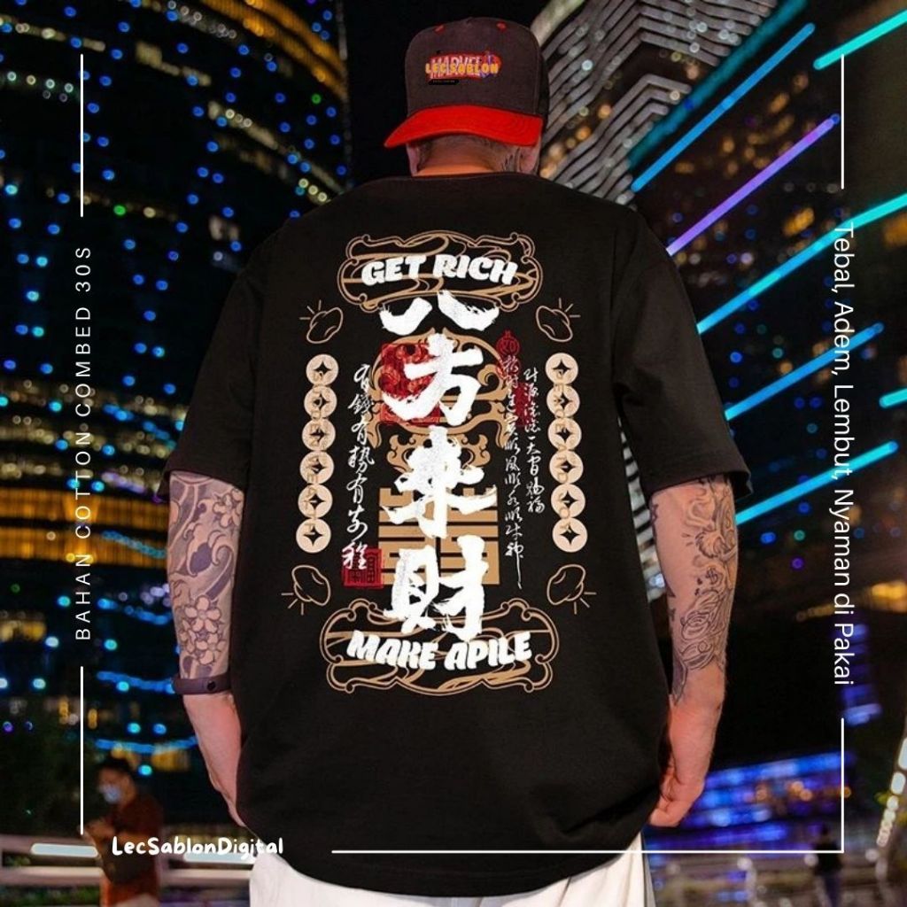 Kaos Oversize Rich Hip Hop Pria Combed 24S Streetwear Style