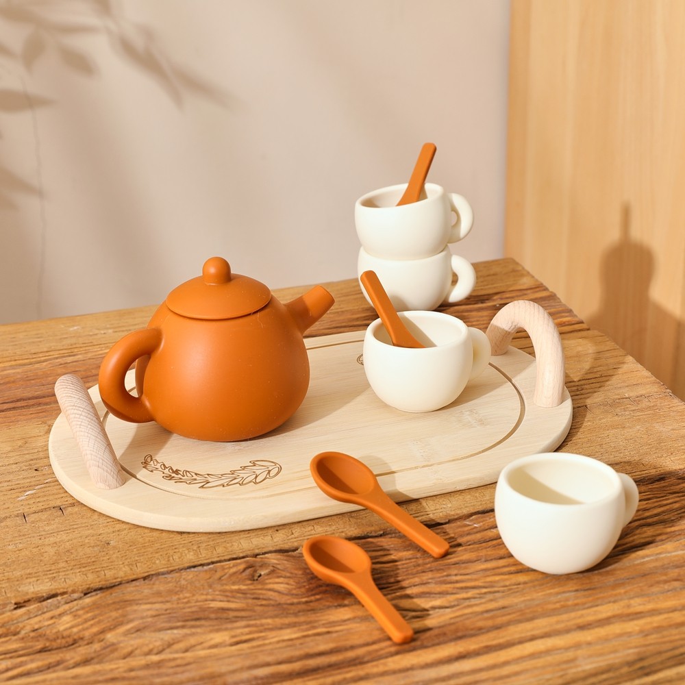 Wooden Afternoon Tea Set Toys,Early Educational Toys for Toddlers,Kiten Accessories Afternoon Tea Pa