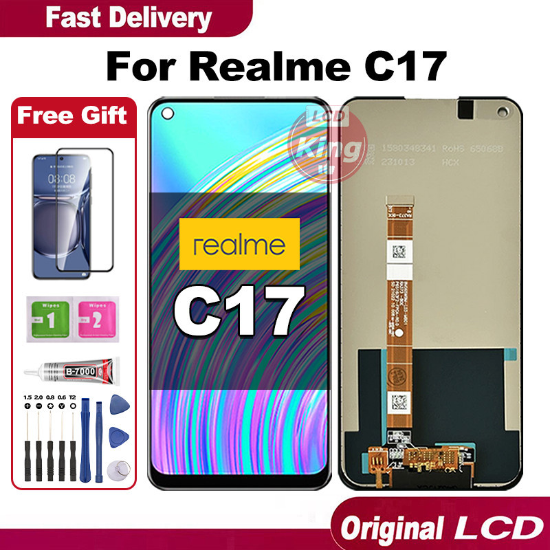 LCD Realme C17 Mengirim Pelindung Layar TOUCHSCREEN Fullset Crown Murah Ori