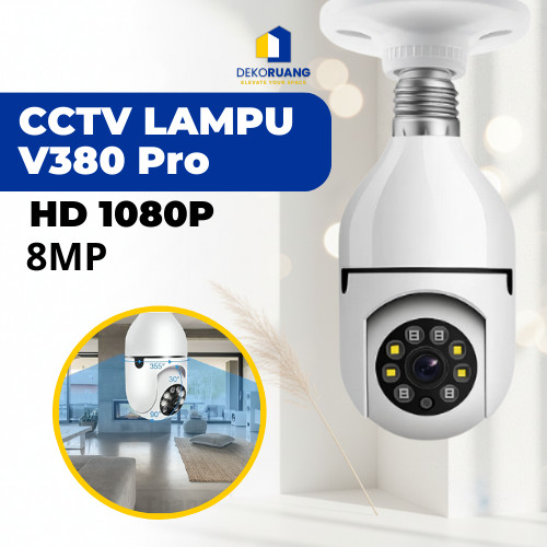 CCTV V380 Pro Tanpa Kabel 8MP CCTV Lampu Bohlam Indoor Wifi 360 PTZ
