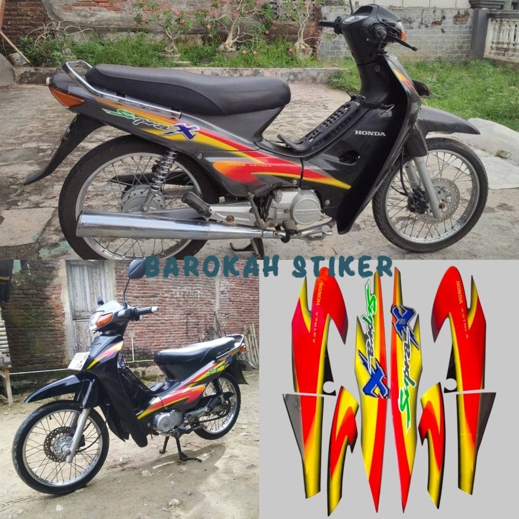 STRIPING STICKER LIST MOTOR HONDA SUPRA X 100 2000 2001 ABU ORANGE FULL BODY