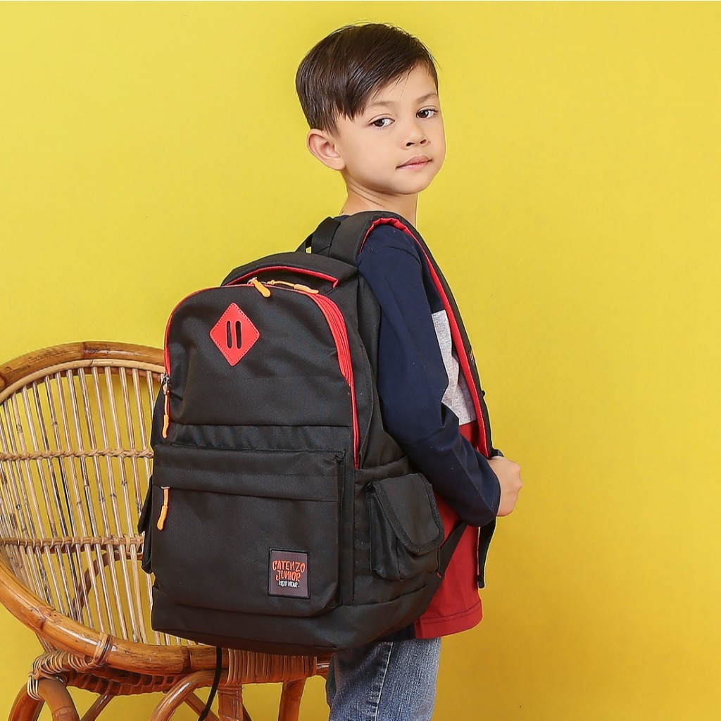 Tas Ransel Gendong Backpack Sekolah Anak Laki Laki Cowok Hitam Gratis Raincover TK SD - HEXA MALL