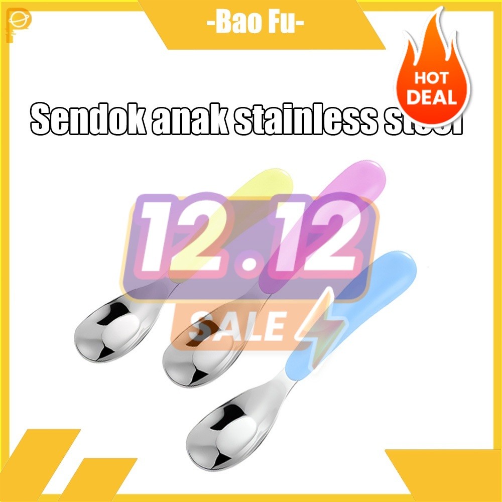Sendok Garpu Anak Stainless / Sendok Set Anak Stainless/Sendok Garpu Anak Pegangan Pendek Sendok Mak