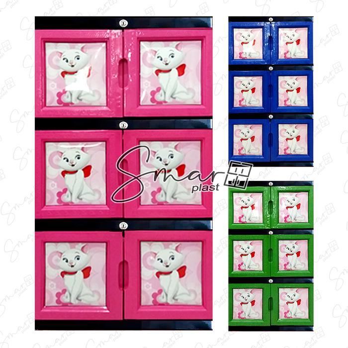 Lemari plastik 3 susun tingkat jumbo kunci kabinet baju pakaian marie kucing excel serbaguna FLWR