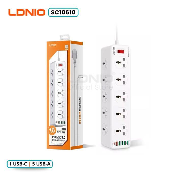 LDNIO Power Socket SC10610 Support PD QC 3.0 10 Outlets 6 USB Ports Panjang Kabel 2 Meter - SC10610 