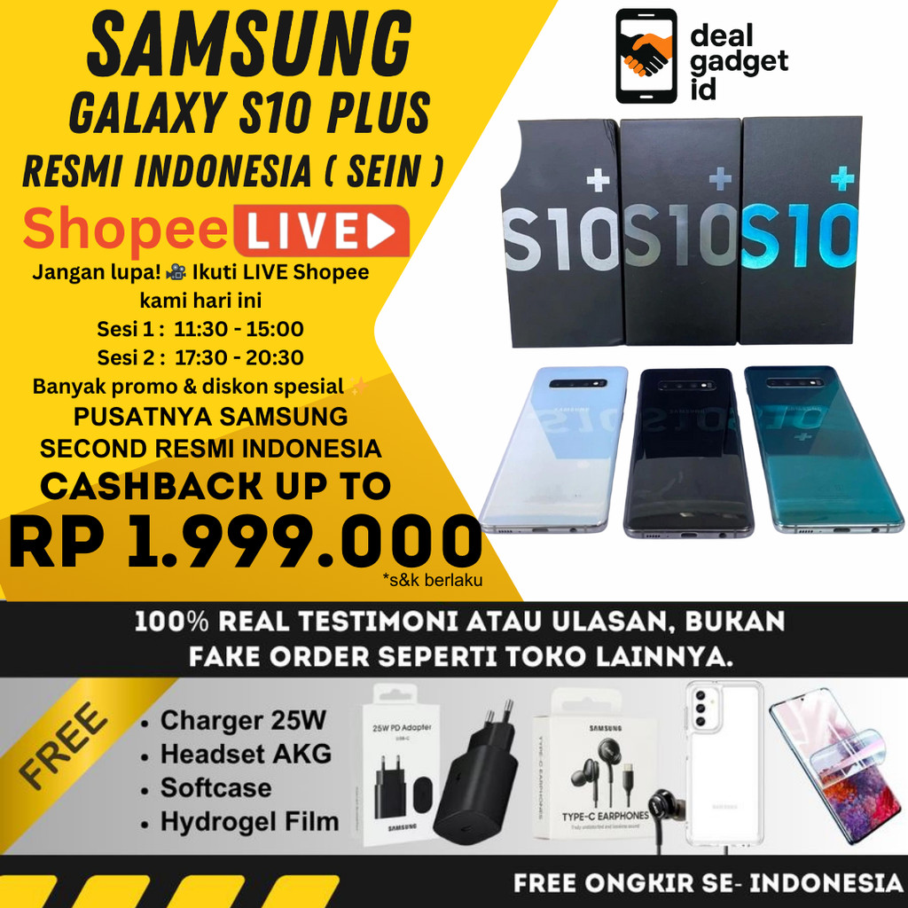 SEIN Samsung Galaxy S10 Plus S10+ 8/128GB 8/512GB Second Resmi | Bukan handphone inter