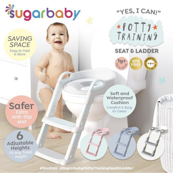 Makassar SUGAR BABY Potty Training Seat & Ladder / Toilet Seat Anak - Grey Tosca