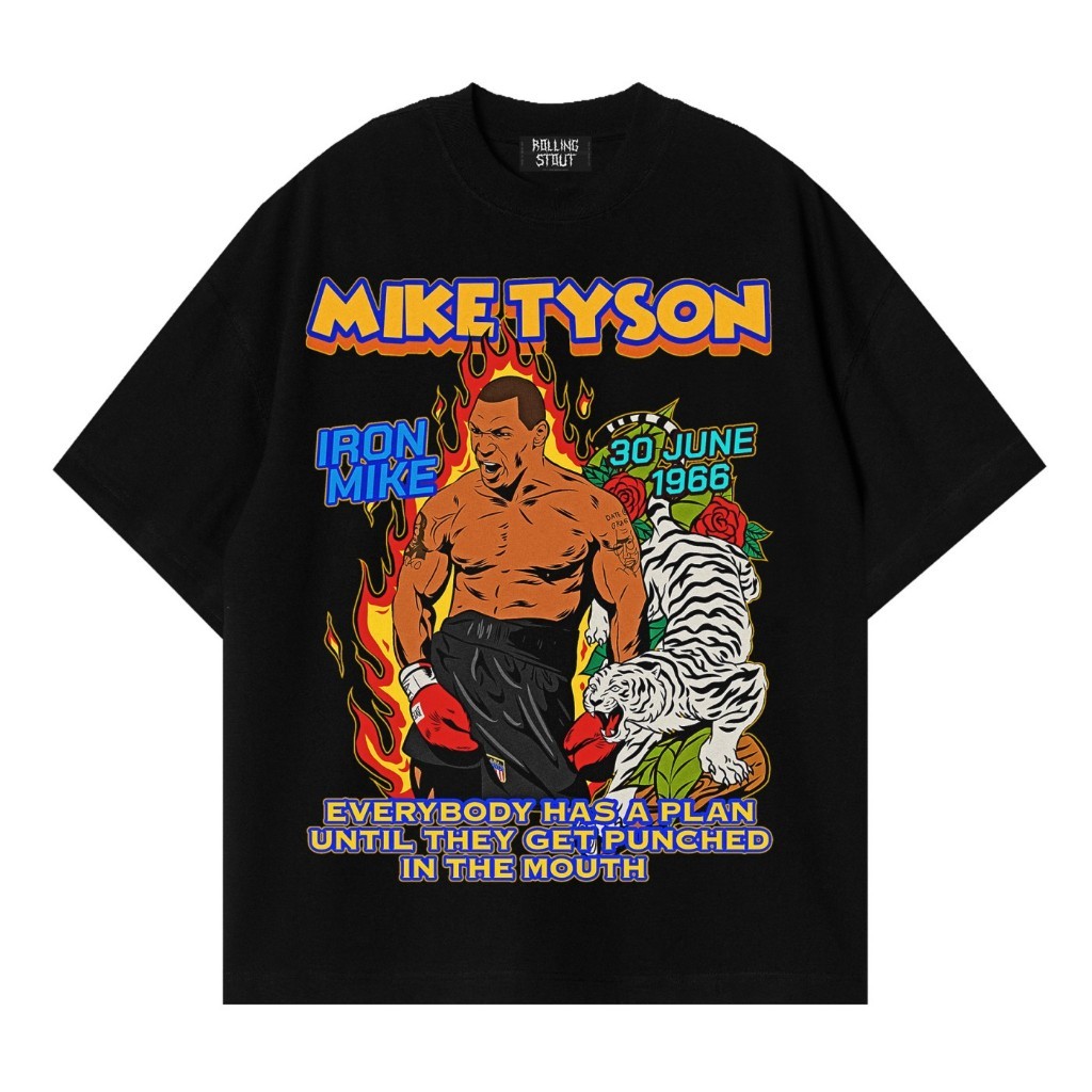 100% Katun Rollingstout - Mike Tyson Vintage | KAOS Boxing | BAJU MUSIK Pria Wanita