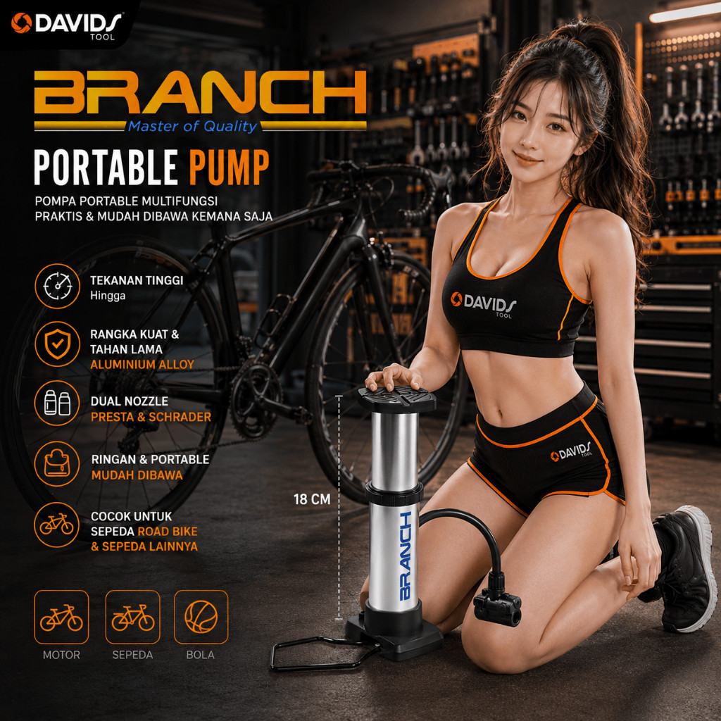 Pompa Ban Sepeda Motor Portable Kumpo Mini Pumpa Kecil Injak Bola Stainless GP88