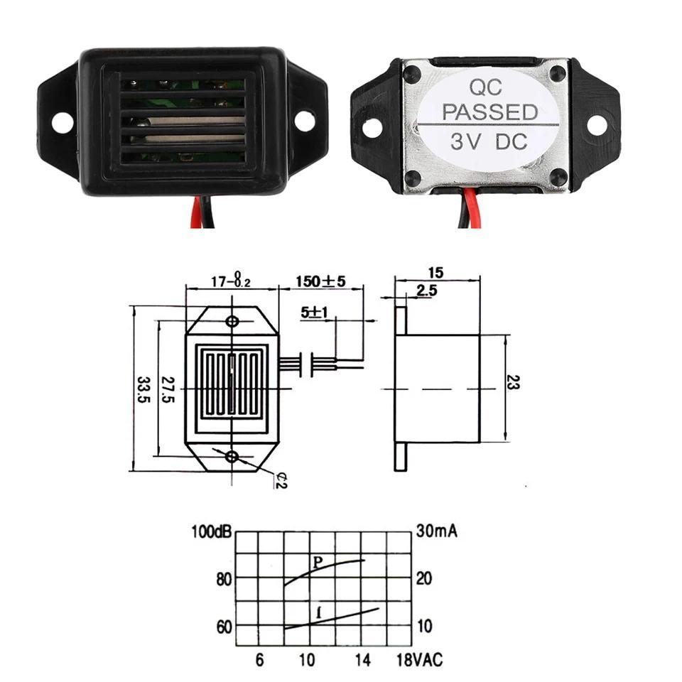2315 Buzzer Mekanis Aktif 3V/6V/9V/12V Piezo Buzzer 85dB Mini Alarm Elektronik