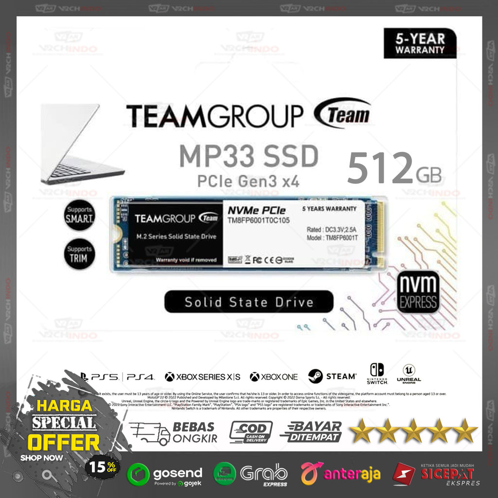 SSD NVMe M2 Team Group Team MP33 2280 - SSD NVME M.2 TeamGroup MP-33 Gen3 X4 PCIe 2280 
