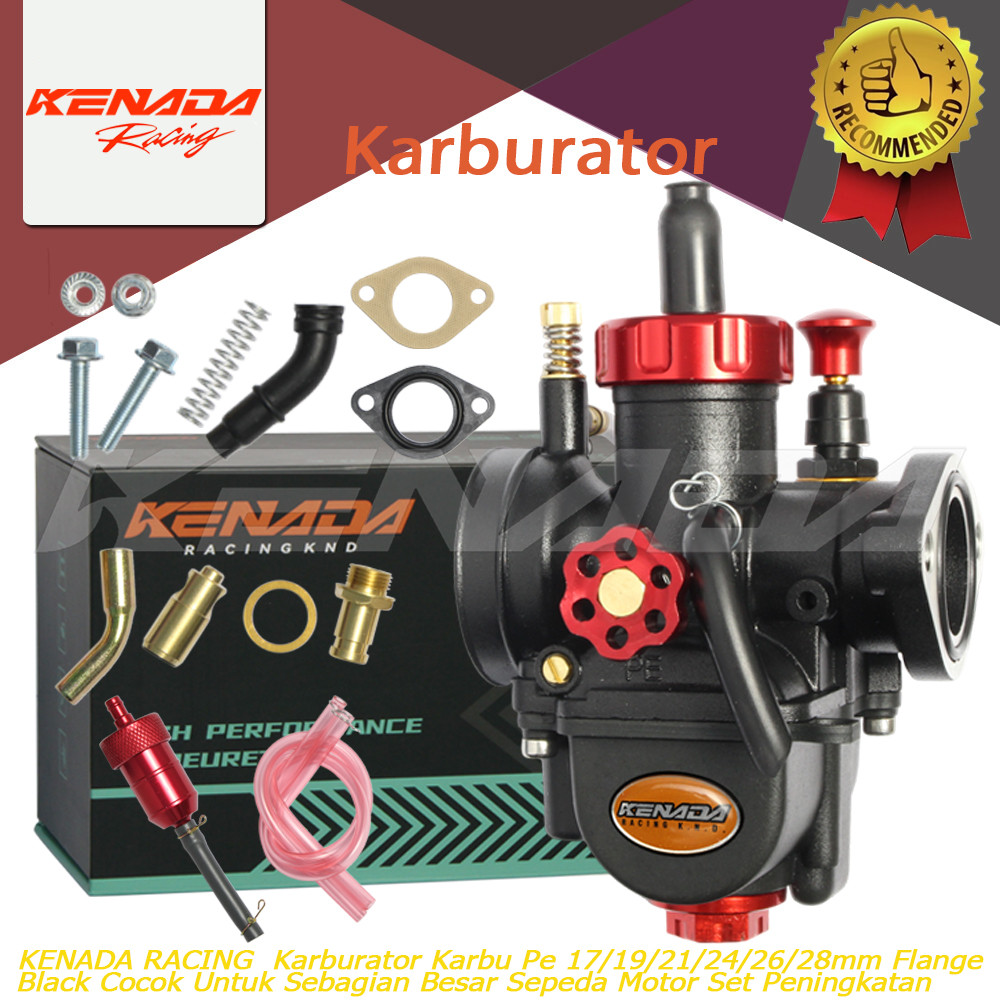 KENADA RACING  Karburator Karbu Pe 17/19/21/24/26/28mm Flange Black Cocok Untuk Sebagian Besar Seped