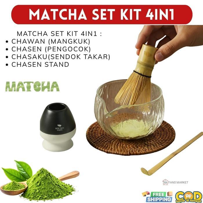 One Two Cups Matcha Set Jepang Lengkap 470ml | Chawan Chasen Bamboo Whisk Matcha Tea Set Premium