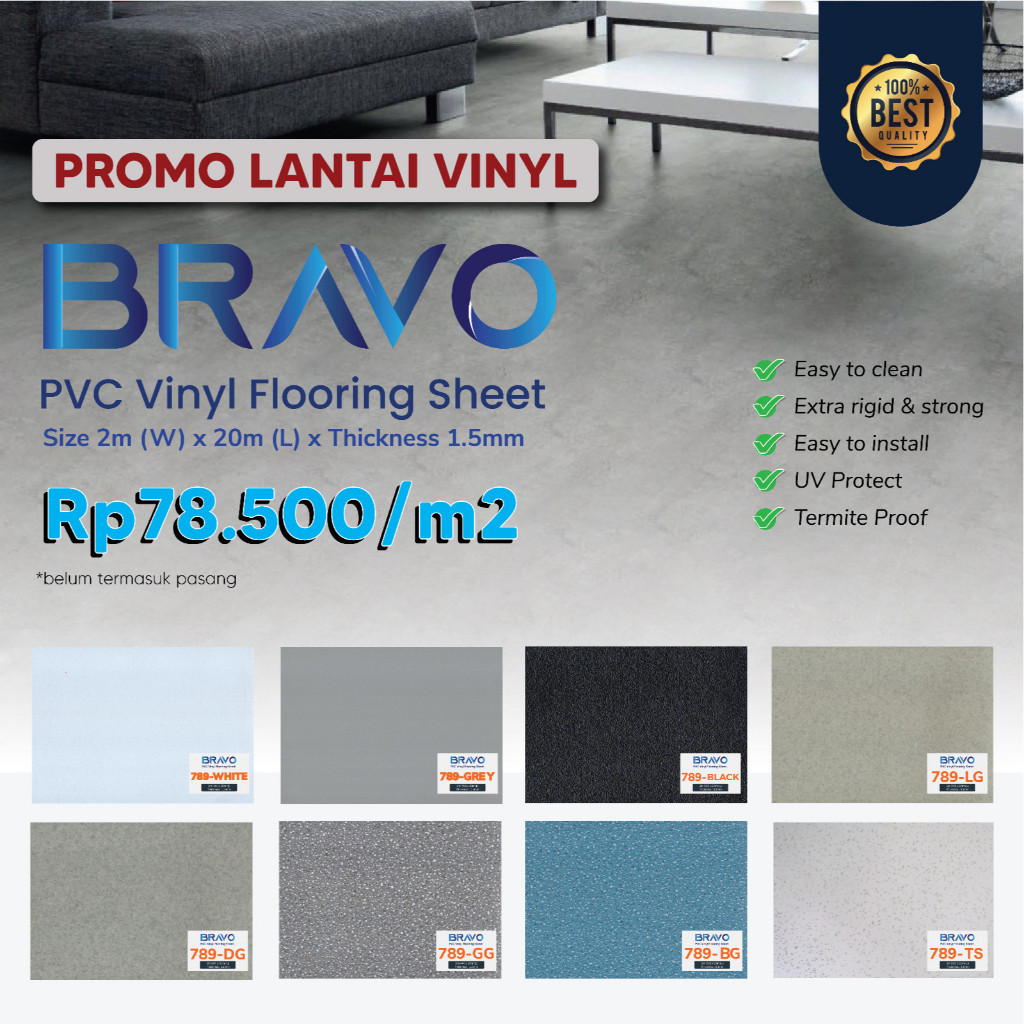 Vinyl Lantai Polos Warna Putih / Vinyl Lantai Meteran / Vinyl Lantai Roll / Vinyl Lantai Murah