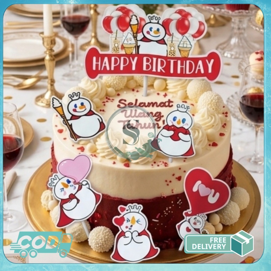 Topper Kertas Hiasan Kue Tart Hiasan Kue Ulang Tahun Topper Kertas Karakter Mixue Barbie Transformer