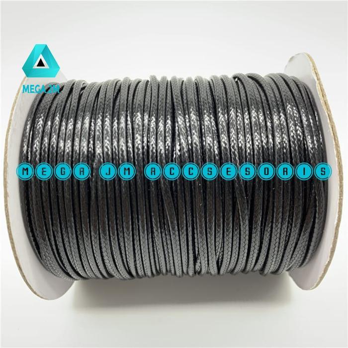 1 ROLL TALI KOREA 1 MM 1,5 MM TALI KULIT KOREA BAHAN GELANG KALUNG - hitam, 1 mm