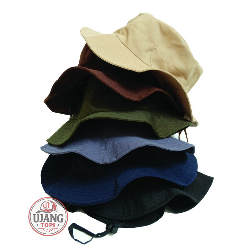 Topi Rimba Polos Tali / Topi Gunung Premium Pria Wanita Topi Rimba
