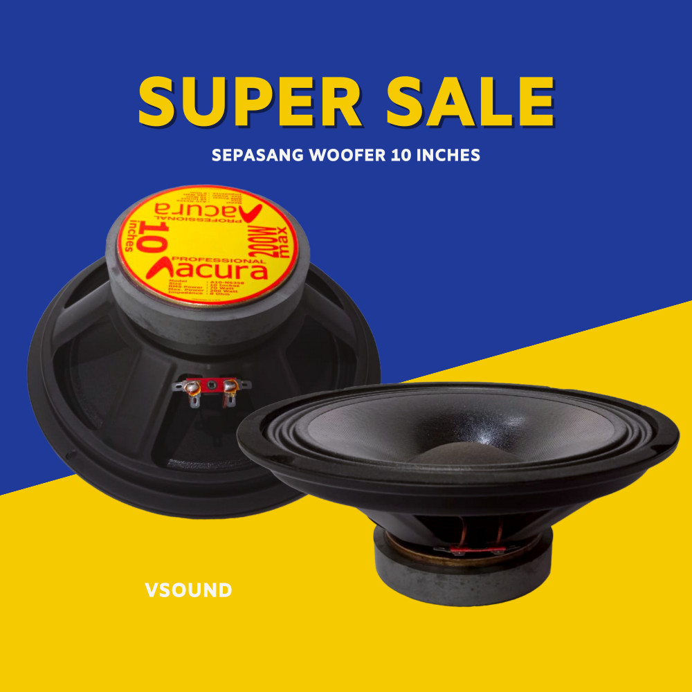 SEPASANG Speaker Acura 10 Inch SC Single Cone Speaker 10 Inci Full Range 200 Watt Spiker Acura 10 In